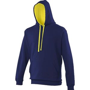 Awdis Varsity Hooded Sweatshirt / Hoodie (Marine Oxford / Zonnegeel)