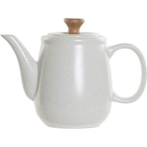 Items Kitchen Theepot Ceylon - keramiek/hout - 1000 ml - wit