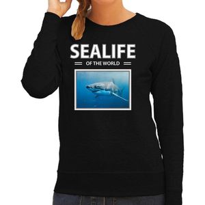 Dieren foto sweater Haai - zwart - dames - sealife of the world - cadeau trui Haaien liefhebber XS