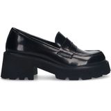 Sacha - Dames - Zwarte leren chunky loafers - Maat 40