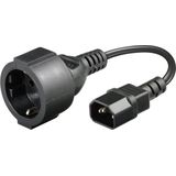 C14 - CEE 7/3 Stroomkabel Voor UPS/PDU - 3x 0,75mm / Zwart - 0,15 Meter