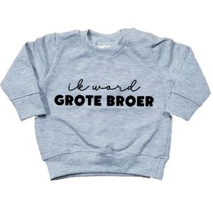 Sweater voor kind - Ik word grote broer - Grijs - Maat 98 - Big brother - Familie uitbreiding - Zwangerschap aankondiging