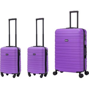 BlockTravel kofferset 3 delig ABS ruimbagage en handbagage 29 29 en 95 liter - inbouw TSA slot - paars