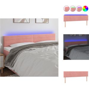 vidaXL Hoofdeinde - LED-hoofdbord - Roze - 200 x 5 x 78/88 cm - Verstelbare Hoogte - Zacht Fluweel - Kleurrijke LED-verlichting - Bedonderdeel