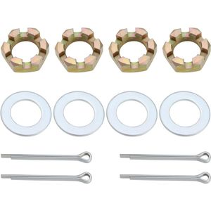 2 Sets Moer Kit 1 ""Koolstofstalen as Wasmachines 58 cm Lange Splitpennen Compatibel met 1"" As Spindel voor Trailer RV Boot Washing Machine