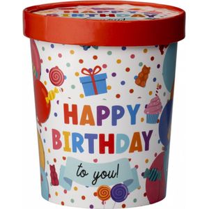 Snoeppot - Happy Birthday - Candy Bucket - Gevuld met Snoep en Drop