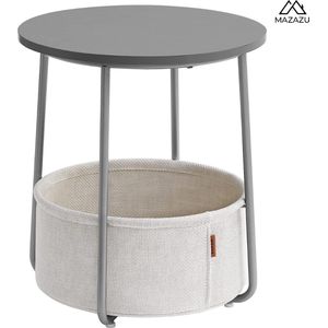 MIRA Home - Bijzettafel - Salontafel - Stoffen Mand - Koffietafel - Grijs - Beige