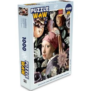Puzzel Meisje met de parel - Bloemen - Vermeer - Pastel - Kunstwerk - Schilderij - Oude meesters - Legpuzzel - Puzzel 1000 stukjes volwassenen