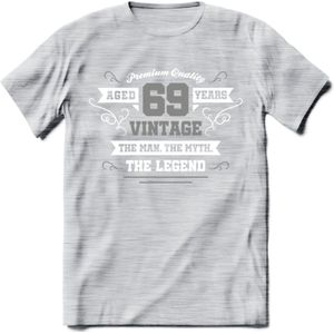 69 Jaar Legend T-Shirt | Zilver - Wit | Grappig Verjaardag en Feest Cadeau | Dames - Heren - Unisex | Kleding Kado | - Licht Grijs - Gemaleerd - XXL