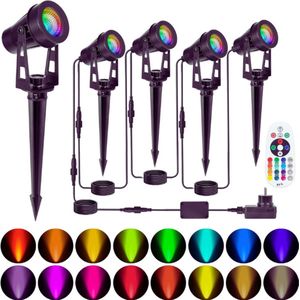 Set Van 4 LED Tuinspots - 16 Kleuren Verlichting Met Grondpen - Waterdicht IP65 - 12W Buitenverlichting