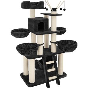 tectake® - Krabpaal Gismo zwart / wit - 403326 - kattenkrabpaal - kattenpaal