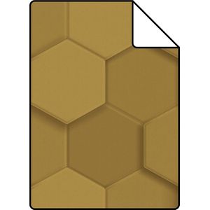 Proefstaal Origin Wallcoverings behang 3d hexagon motief goud - 26,5 x 21 cm - 347971-S