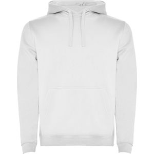 Witte unisex kinder hoodie met capuchon en koord Urban merk Roly 6 jaar 110-116