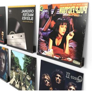 Vinylplaten wandhouder - 6 stuks - zwart - zwevende planken - inclusief wandschroeven - 305 x 43 x 45 cm.