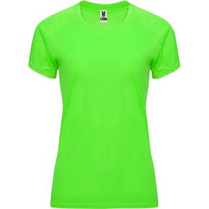 Fluorescent Groen dames sportshirt korte mouwen Bahrain merk Roly maat L