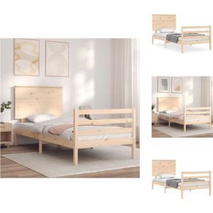 vidaXL Bedframe Massief Grenenhout 90x200 cm - Multiplex Lattenbodem - Functioneel Hoofd- en Voeteneinde - Bed