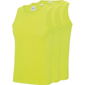 3-Pack Maat XL - Sport singlets/hemden neon geel voor heren - Hardloopshirts/sportshirts - Sporten/hardlopen/fitness/bodybuilding - Sportkleding top neon geel voor mannen