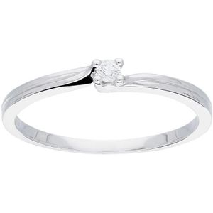 Glow 214.322956 Dames Ring - Sieraad - 0,04 crt - 14 Karaat Goud - Witgoud - Diamant - 2 mm breed