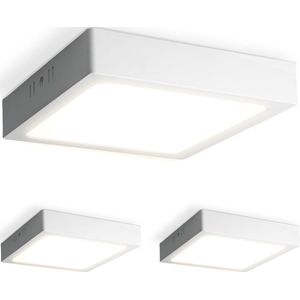 Set van 3 Carolina opbouwspots vierkant - 12 Watt 1160 Lumen - Wit - 4000K neutraal wit - LED downlight - IP20 stofdicht - 160mm