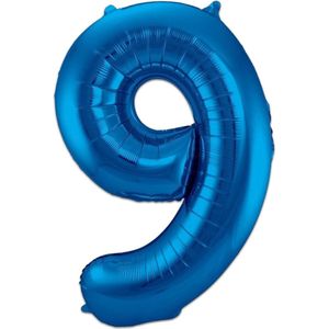 LUQ - Cijfer Ballonnen - Cijfer Ballon 9 Jaar Blauw XL Groot - Helium Verjaardag Versiering Feestversiering Folieballon