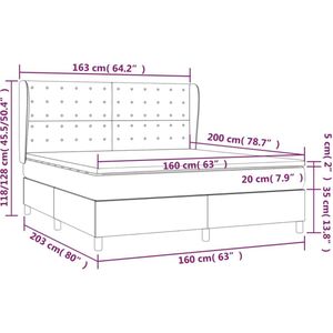 vidaXL Boxspring met matras stof lichtgrijs 160x200 cm