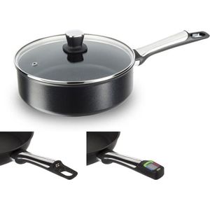 Tefal Assisteo Hoogwaardig Aluminium Hapjespan met Deksel - 24 cm | Inclusief Digitale Intelligente Module