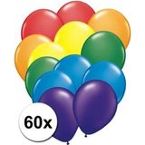 60x Regenboog kleuren ballonnen - Feestversiering - Regenboog decoratie