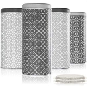 COM-FOUR® 4x koffiepadbox - opbergdoos voor koffiepads - decoratieve box met 2 designs in 2 kleuren (4 stuks - set 4)