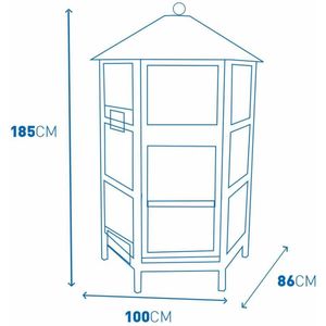 Duvo + Woodland Voliere Hexagon Cottage - Wit - 100 x 86 x 185 cm