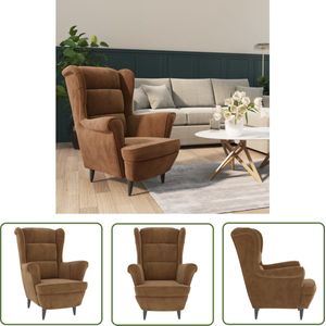 The Living Store Fauteuil Naam Fluwelen Zitstoel - 81 x 90 x 96.5 cm - Bruin