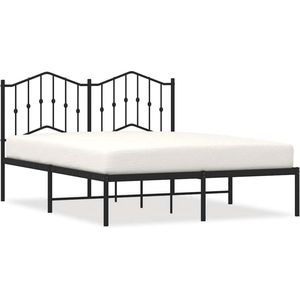 vidaXL - Bedframe - met - hoofdbord - metaal - zwart - 135x190 - cm