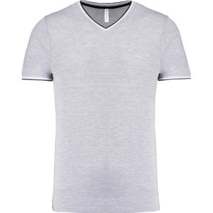 Kariban Heren-t-shirt piqué V-hals K374 - Oxford Grey / Navy / White - 3XL