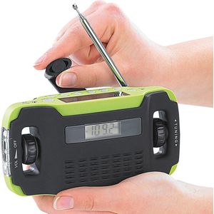 Dynamo en Zonne-energie Kofferadio met LED Lamp en LCD Display