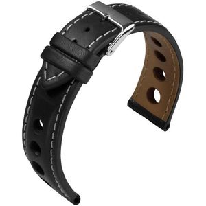 EULIT horlogeband - leer - 18 mm - zwart - metalen gesp
