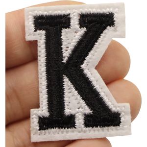 Alfabet Strijk Embleem Letter Patch Zwart Wit Letter K / 3.5 cm / 4.5 cm