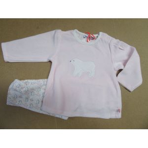 Noukie's  - Pyjama - Velour - IJsbeer - Roze - 12 maand 80