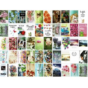50 Luxe wenskaarten - Assortie Blanco / Beterschap / Felicitatie / Condoleance - 12x17cm - Gevouwen kaarten met enveloppen
