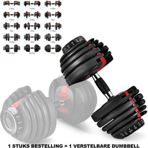 Verstelbare Dumbbell 24 KG | Aanpasbare Halter Gewichten | 15 Dumbbells in 1 | 2.5 t/m 24 KG Gewichtsbereik | Ruimtebesparende Halterset | Eenvoudig Gewicht Wisselen | PREMIUM Kwaliteit | Ideaal voor Home Fitness Gym / Thuis Sporten & Krachttraining