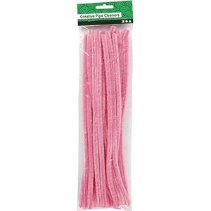 Chenilledraad - Pijpenragers - Roze - Nylon, Metaal - Lengte: 30 cm - Dikte: 9mm - Creotime - 25 stuks