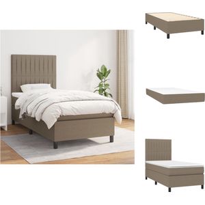 vidaXL Boxspringbed - Pocketvering - 203x100x118/128cm - Duurzaam - Verstelbaar hoofdbord - Middelharde ondersteuning - Huidvriendelijk topmatras - Taupe - Bed