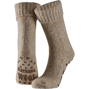 Apollo | Wollen Huissok heren | Beige | Maat 39/42 | Huissokken heren | Fluffy sokken | Slofsokken | Huissokken anti slip | Warme sokken | Winter sokken
