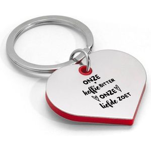 Akyol - onze koffie bitter onze liefde zoet sleutelhanger hartvorm - Liefde - relatie - cadeau