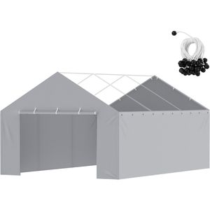 13x20 Ft Carport Vervangende Luifel voor Zijwand, Duurzaam Garagedoek, Waterdicht en Uv-Beschermd, Eenvoudige Installatie met Spanbanden, Grijs (Bovenkap en Frame Niet Inbegrepen)