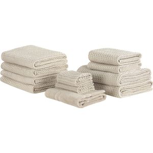 Beliani AREORA - Handdoek set - Beige - Katoen