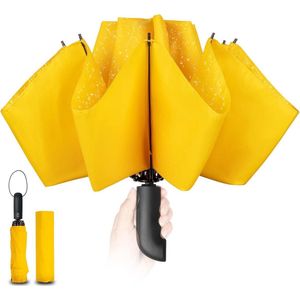 Compacte winddichte omgekeerde paraplu met automatische functie - dames en heren - 210T teflon coating - 105 cm overspanning - 10 grote rits-paraplu's