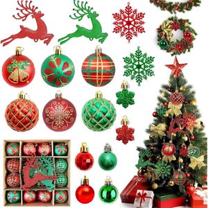 SHOP YOLO- SHOP YOLO- Kerstballen-Kerstversiering-6 cm Kerstboom Decoratie met herten ophanging-herbruikbaar-40 stuks