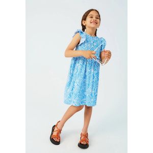 Compania Fantastica - Kleedje Floral print met ruffles - blauw - maat 128