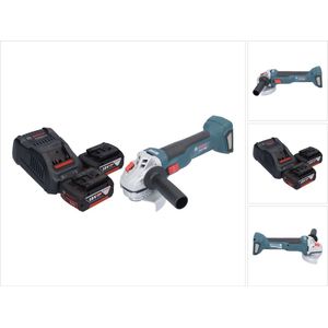 Bosch GWS 18V-10 Professionele accu haakse slijper 18 V 115 mm borstelloos + 2x accu 5.0 Ah + lader