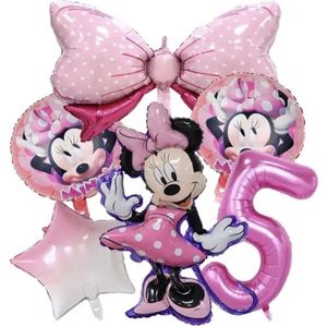 Minnie Mouse Ballonnen Set - Leeftijd: 5 Jaar - Roze Ballonnen - Kinderverjaardag - Feestversiering - Verjaardag Versiering - Mickey & Minnie Mouse - Disney Kinderfeestje - Feestpakket - Roze Verjaardag Ballonnen - Minnie Mouse Ballonnen - Jomazo