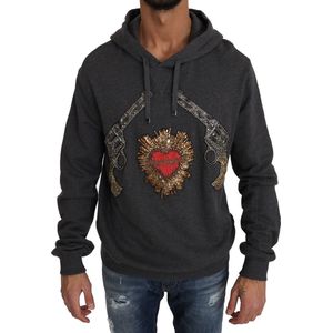 Grijze rode Crystal Heart Gun-sweater met capuchon